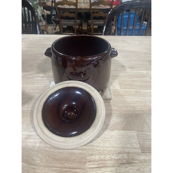 Vintage 1950s/60s WEST BEND Brown Bean Pot Stoneware w/ Oven Use Only - Picture 5 of 14
